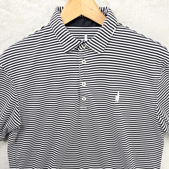 Johnnie-O Men's Black White Stripe Prep-Formance Golf Polo Shirt Size Small - Picture 1 of 9